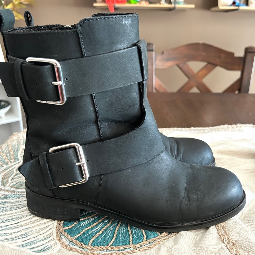 Black Leather Ankle Boots